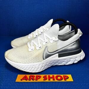🔴 Nike React Infinity RN FK Women Size 8 White Silver Athletic Shoes CD4372-101